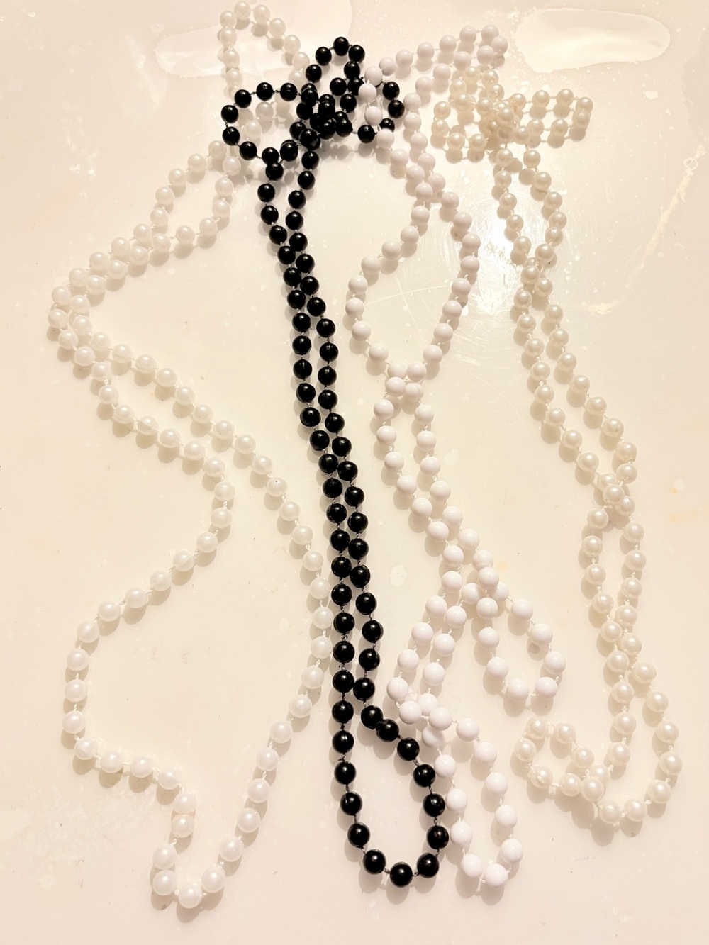 Lot of 4 Classic Black and White Beaded Necklace - Women's Jewelry